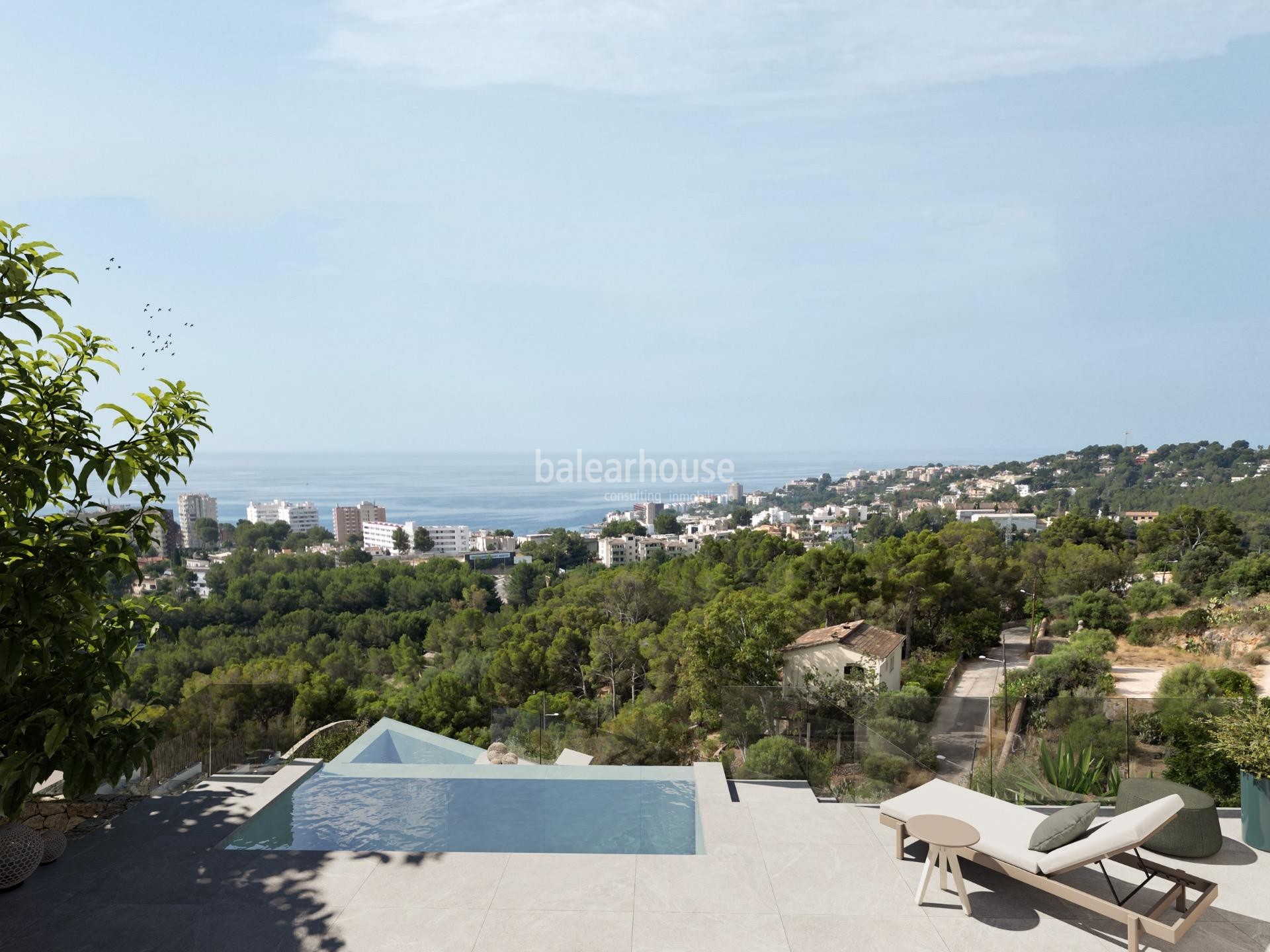 Ausgezeichnete Villa auf dem Gipfel von Génova mit spektakulärem Meerblick auf Palma.
