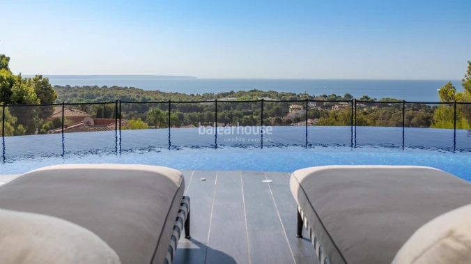 Impeccable villa with terraces and magnificent sea views in the exclusive area of Bendinat