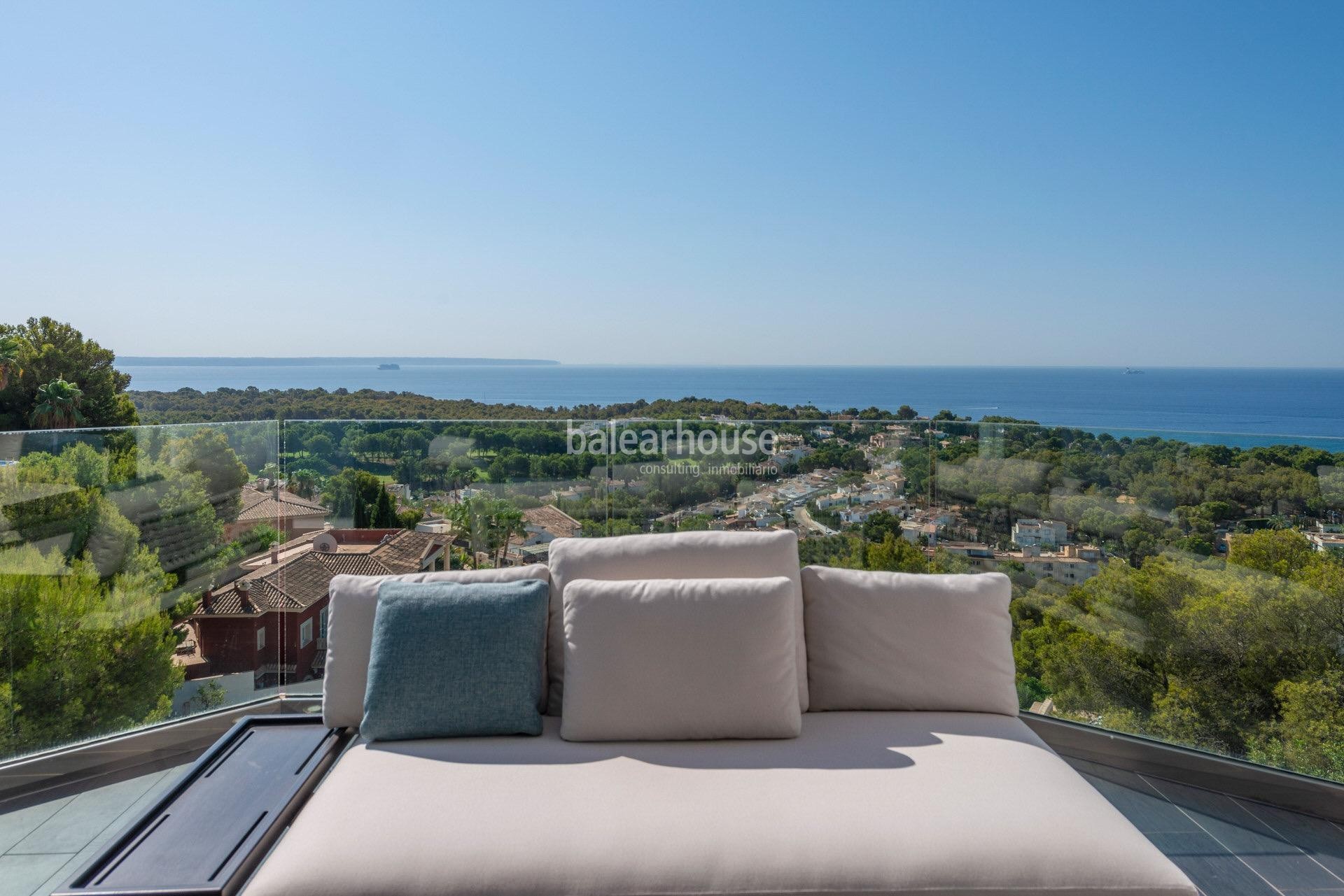 Impecable y elegante villa con terrazas y magníficas vistas al mar en la exclusiva zona de Bendinat