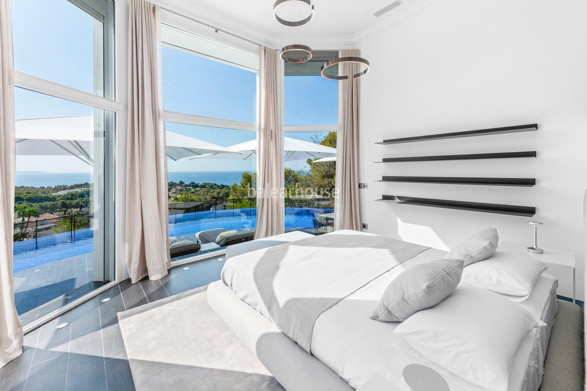 Impecable y elegante villa con terrazas y magníficas vistas al mar en la exclusiva zona de Bendinat