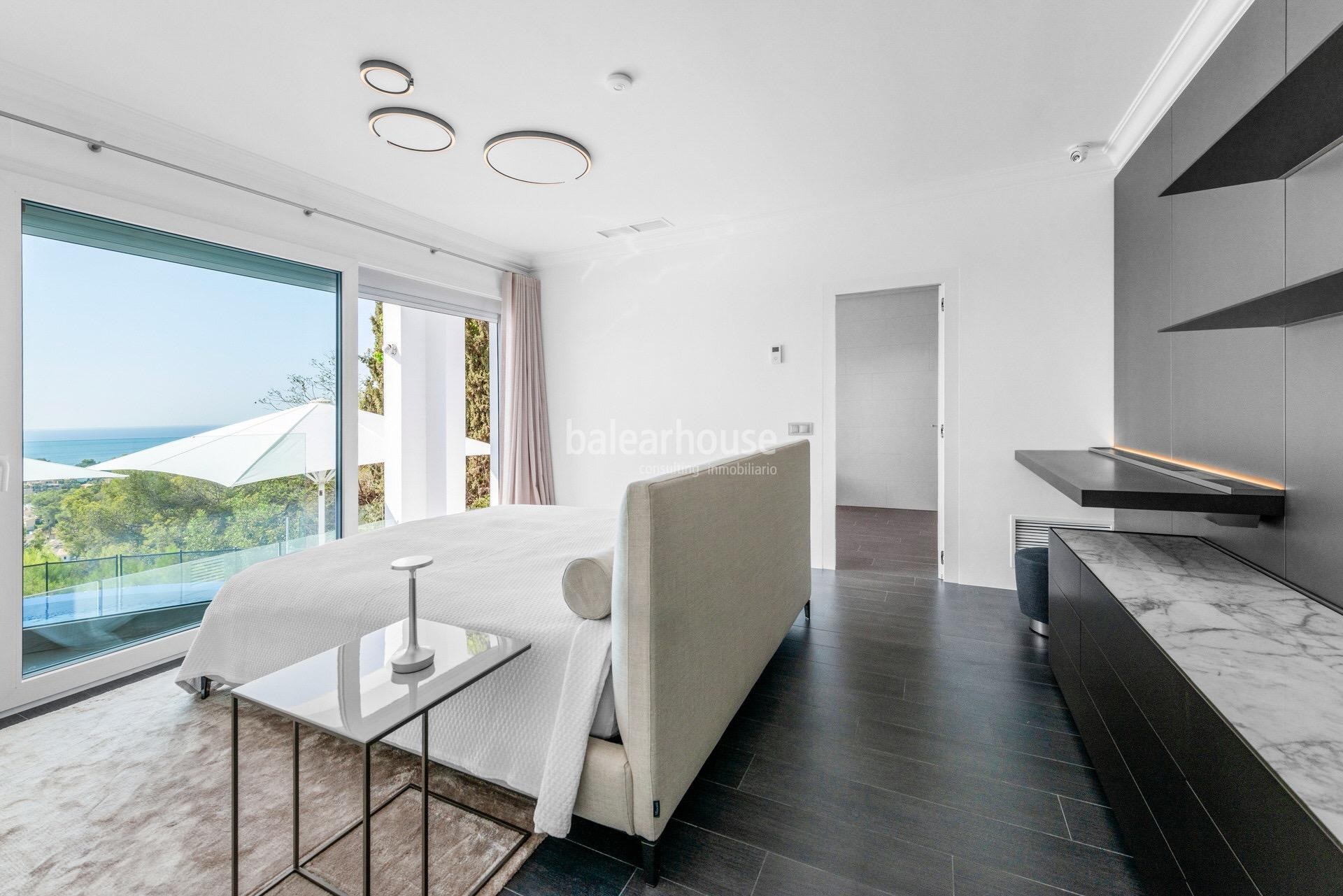 Impecable y elegante villa con terrazas y magníficas vistas al mar en la exclusiva zona de Bendinat