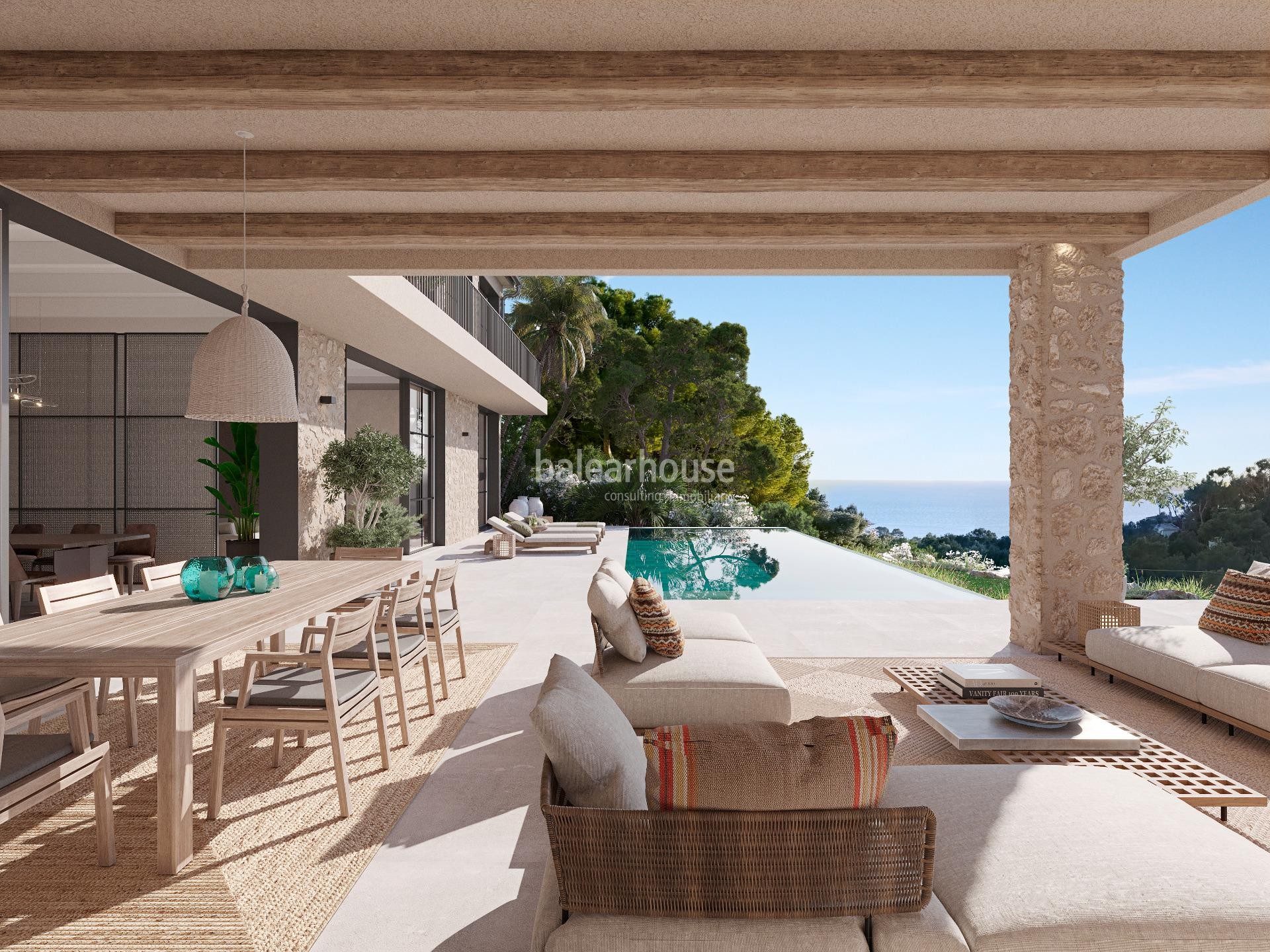 Spektakuläre moderne Villa im mediterranen Stil mit herrlichem Meerblick in Costa den Blanes