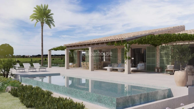 Wunderschöne neu gebaute Finca in einem Paradies zwischen Weinbergen im Landesinneren von Mallorca