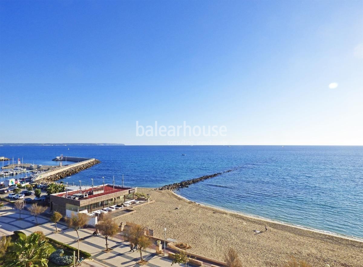 Vistas espectaculares y únicas al mar y a toda la bahía de Palma desde este gran piso en el Portixol