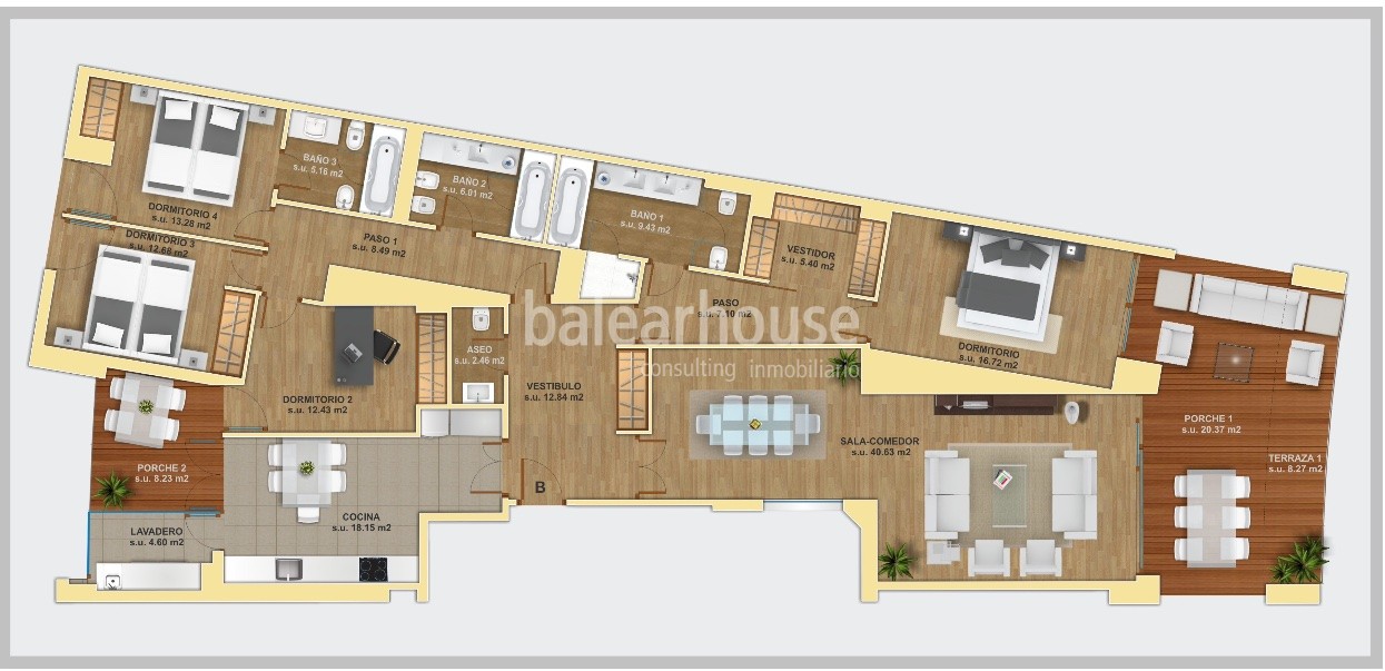 Exclusivo piso con gran terraza privilegiadamente ubicado en primera línea de mar del Portixol