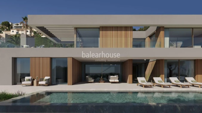 Grundstück mit Baugenehmigung für den Bau einer Luxusvilla mit Meerblick in Nova Santa Ponsa