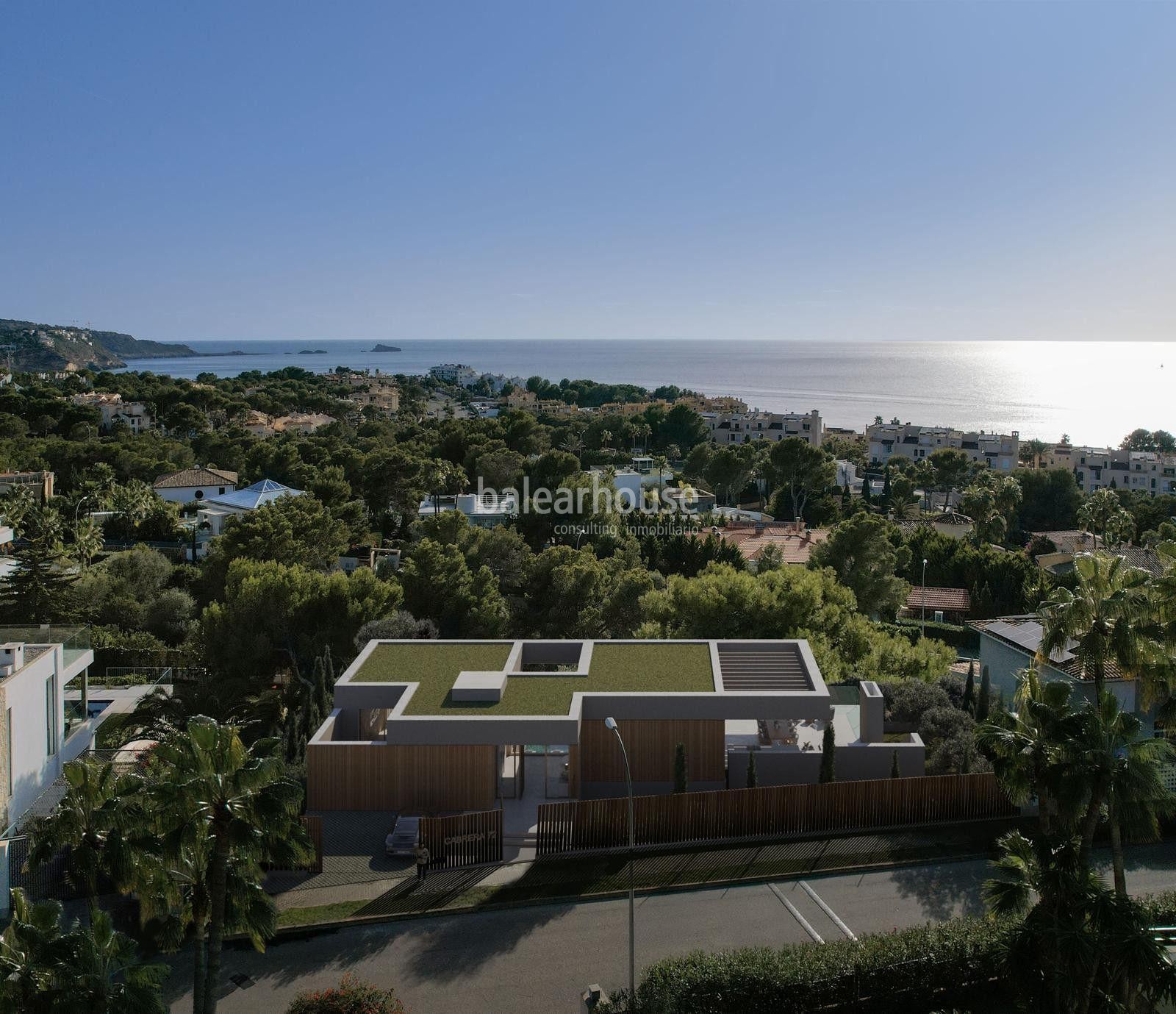 Plot with planning permission granted for the construction of a luxury villa with sea views in Nova Santa Ponsa