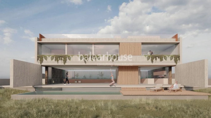 Grundstück in Nova Santa Ponsa mit Projekt und Lizenz für eine innovative Villa mit Teilmeerblick