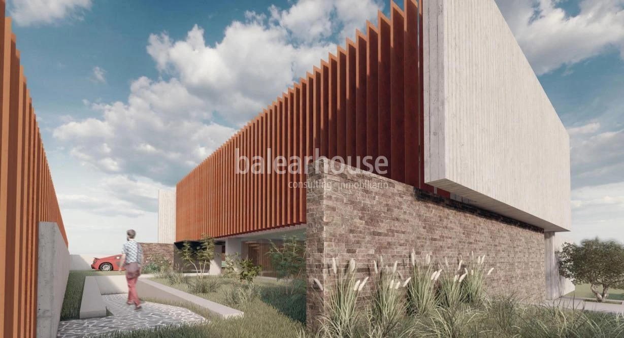 Plot in Nova Santa Ponsa with project and licence for an innovative villa with partial sea view