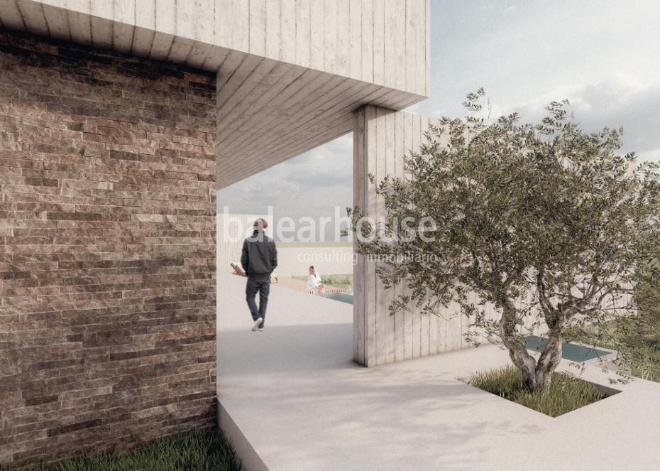 Terreno en Nova Santa Ponsa con proyecto y licencia de innovadora villa con vistas parciales al mar