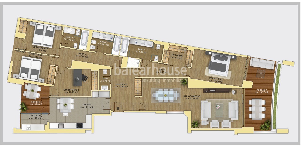 Wunderschöne Wohnung in erster Meereslinie in Portixol, mit großer Terrasse, hochwertiger Ausstattung und exklusiven Annehmlichkeiten