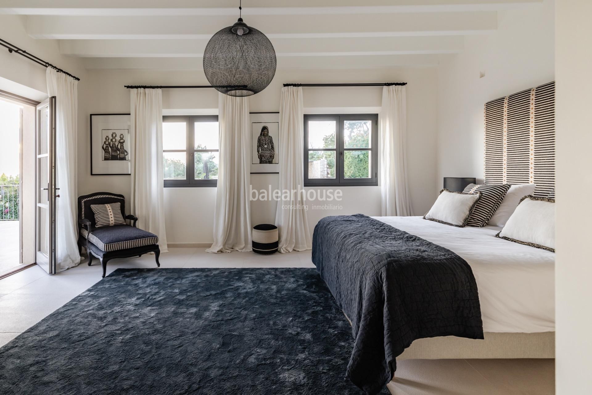 Elegante finca privada rodeada de naturaleza con amplios espacios, piscina y zonas de bienestar