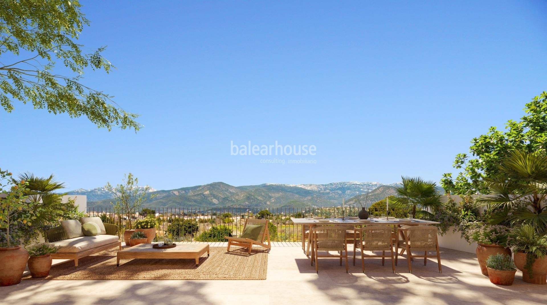 Traditionell inspirierte Häuser mit modernen Linien, Garten, Pool und privilegiertem Blick auf die Tramuntana