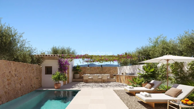 Traditionell inspirierte Häuser mit modernen Linien, Garten, Pool und privilegiertem Blick auf die Tramuntana