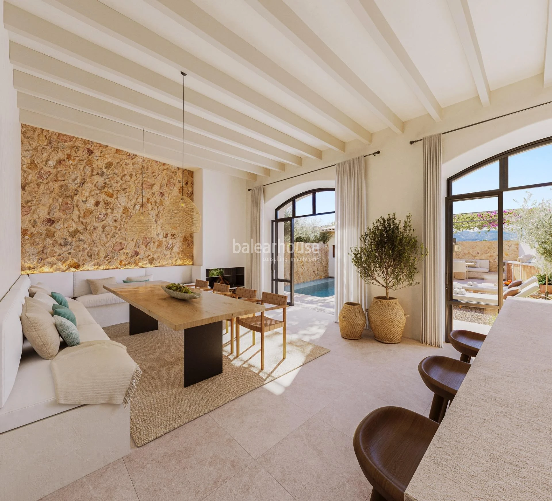 Casas de inspiración tradicional y líneas actuales con jardín, piscina y privilegiadas vistas a la Tramuntana