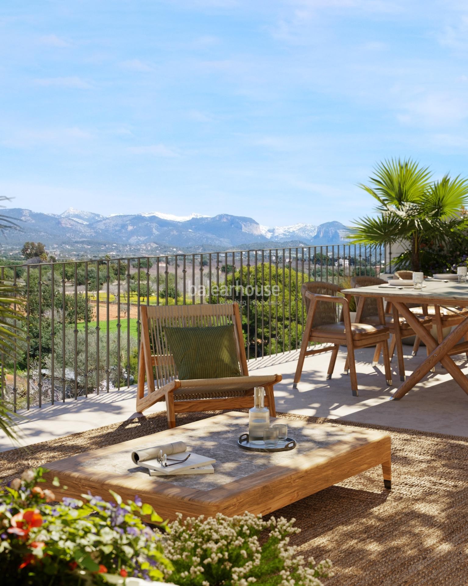 Traditionell inspirierte Häuser mit modernen Linien, Garten, Pool und privilegiertem Blick auf die Tramuntana