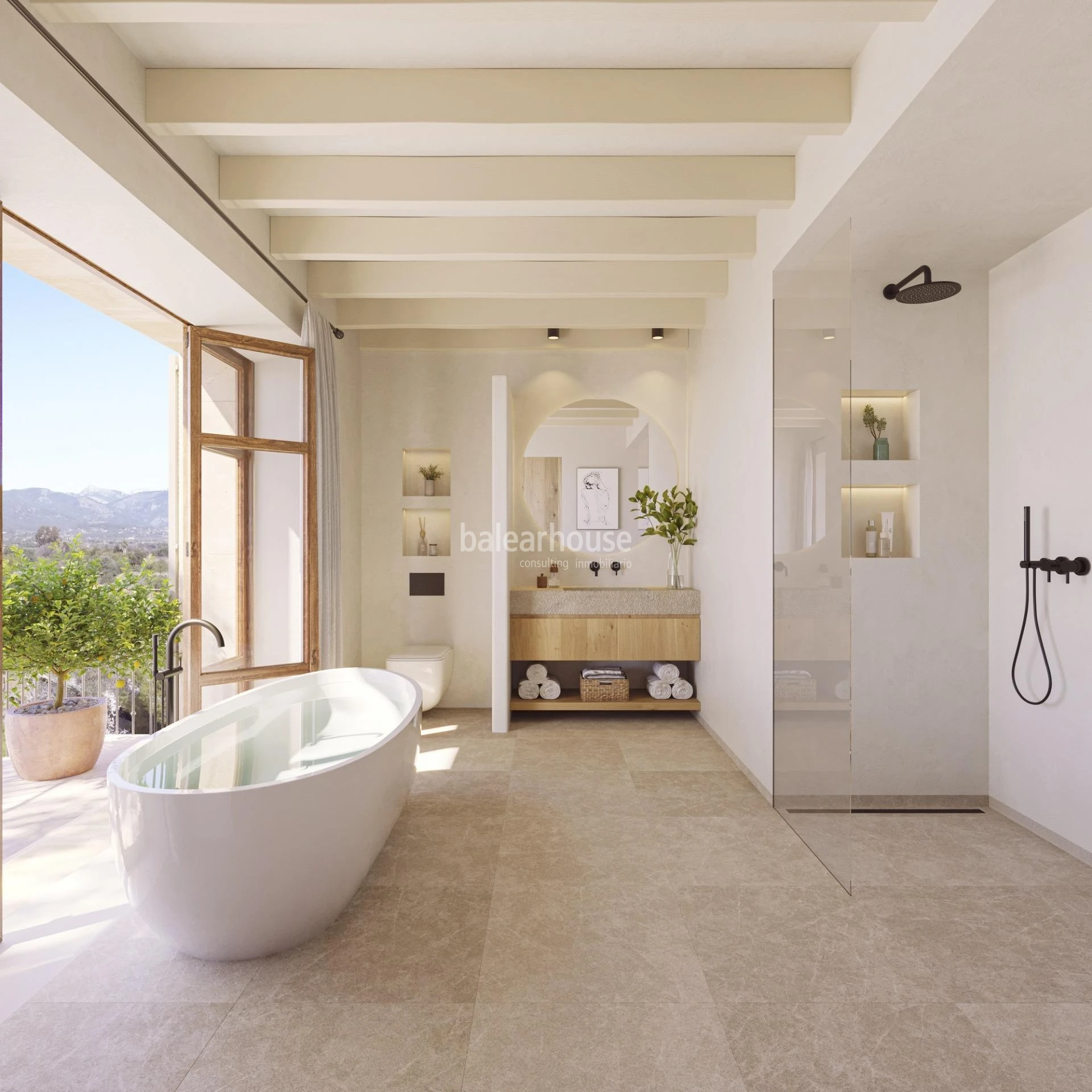 Casas de inspiración tradicional y líneas actuales con jardín, piscina y privilegiadas vistas a la Tramuntana
