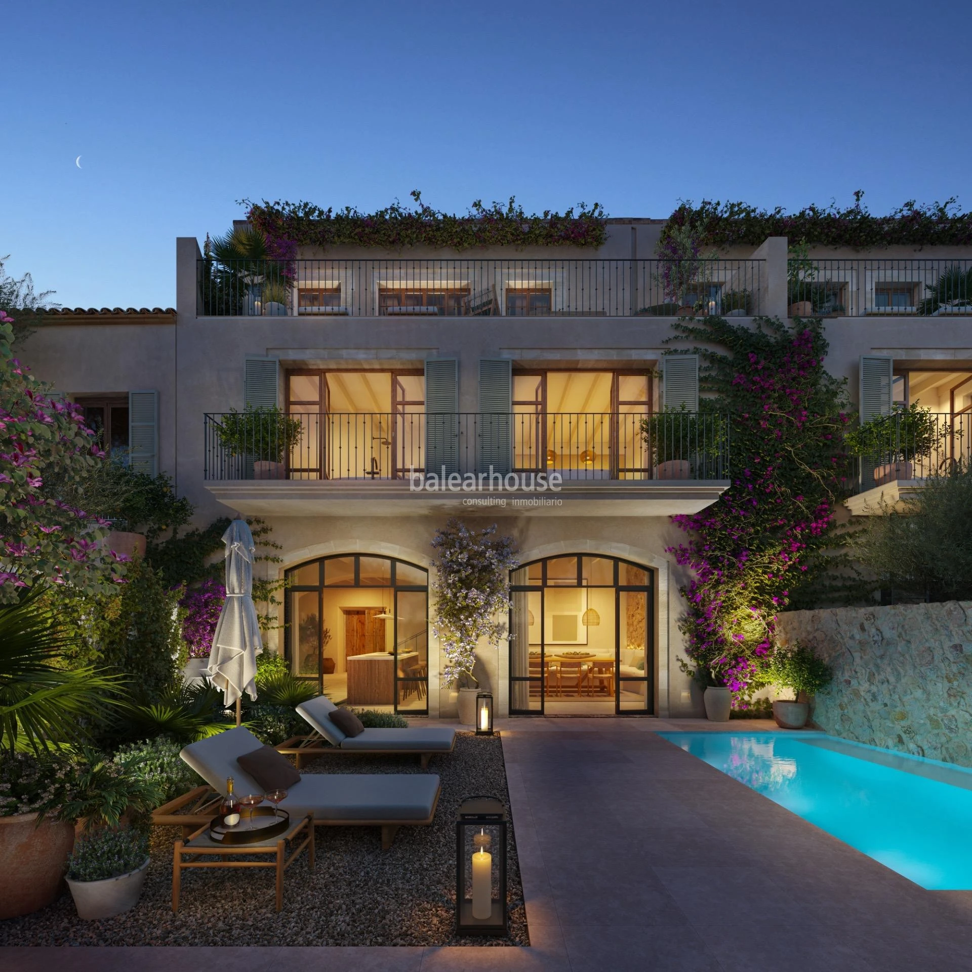 Casas de inspiración tradicional y líneas actuales con jardín, piscina y privilegiadas vistas a la Tramuntana