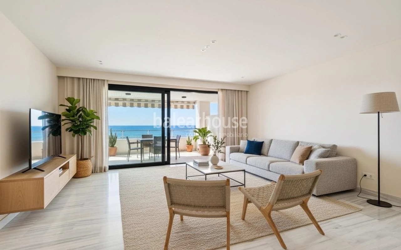 Fabelhafte Wohnung in erster Meereslinie in Portixol mit beeindruckendem Blick auf das Meer und die gesamte Bucht von Palma
