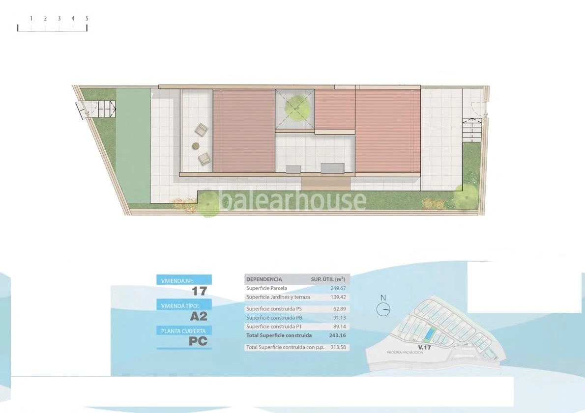 Impecable casa con jardín y terrazas en un cuidado complejo con piscina en la verde zona de Sa Teulera