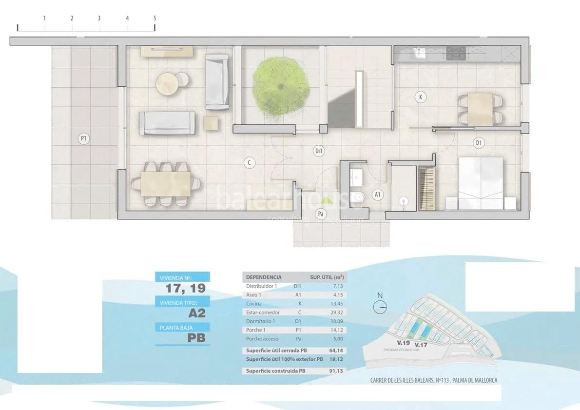 Impecable casa con jardín y terrazas en un cuidado complejo con piscina en la verde zona de Sa Teulera