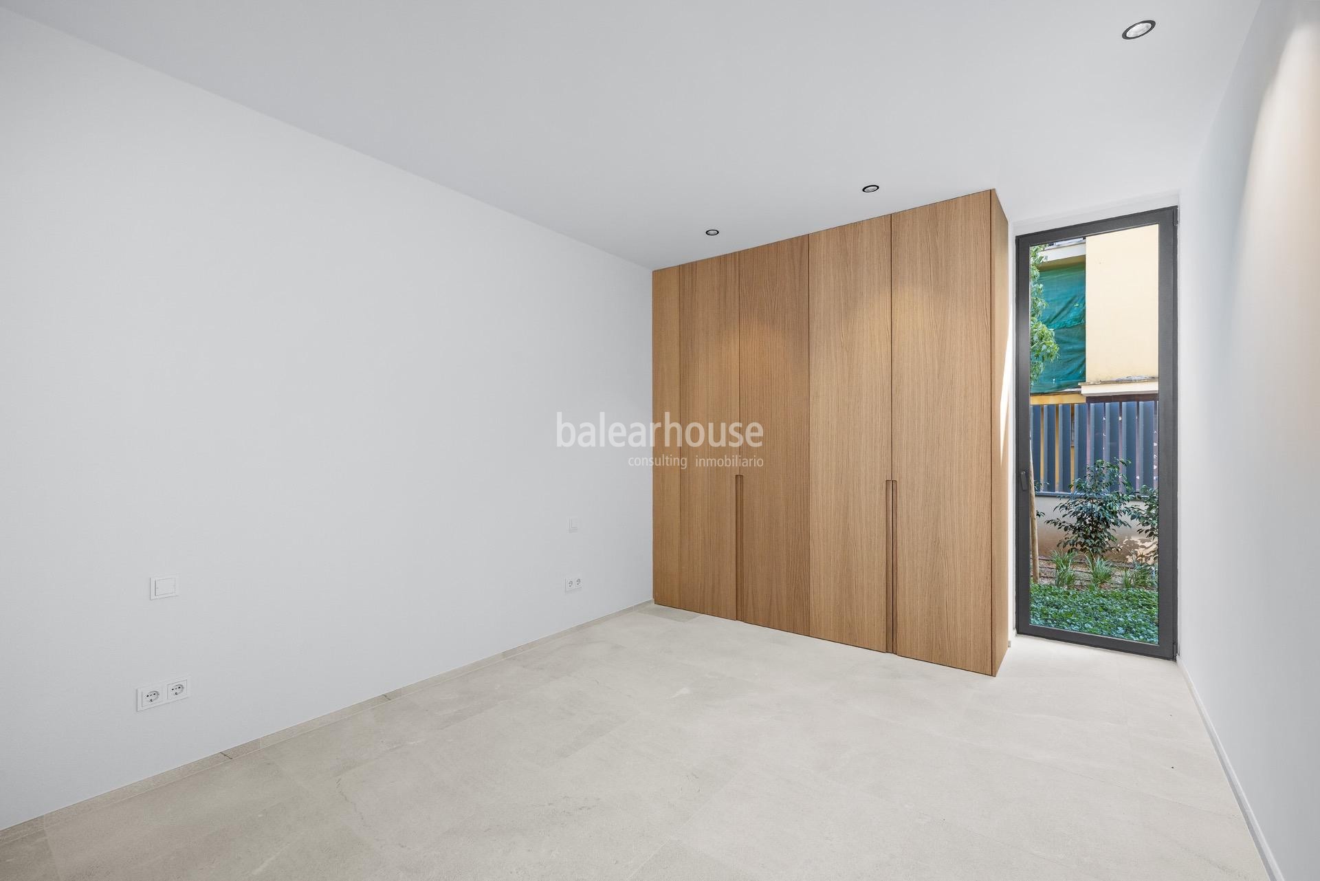 Moderne Neubau-Erdgeschosswohnung mit Garten und Meerblick in Cala Major