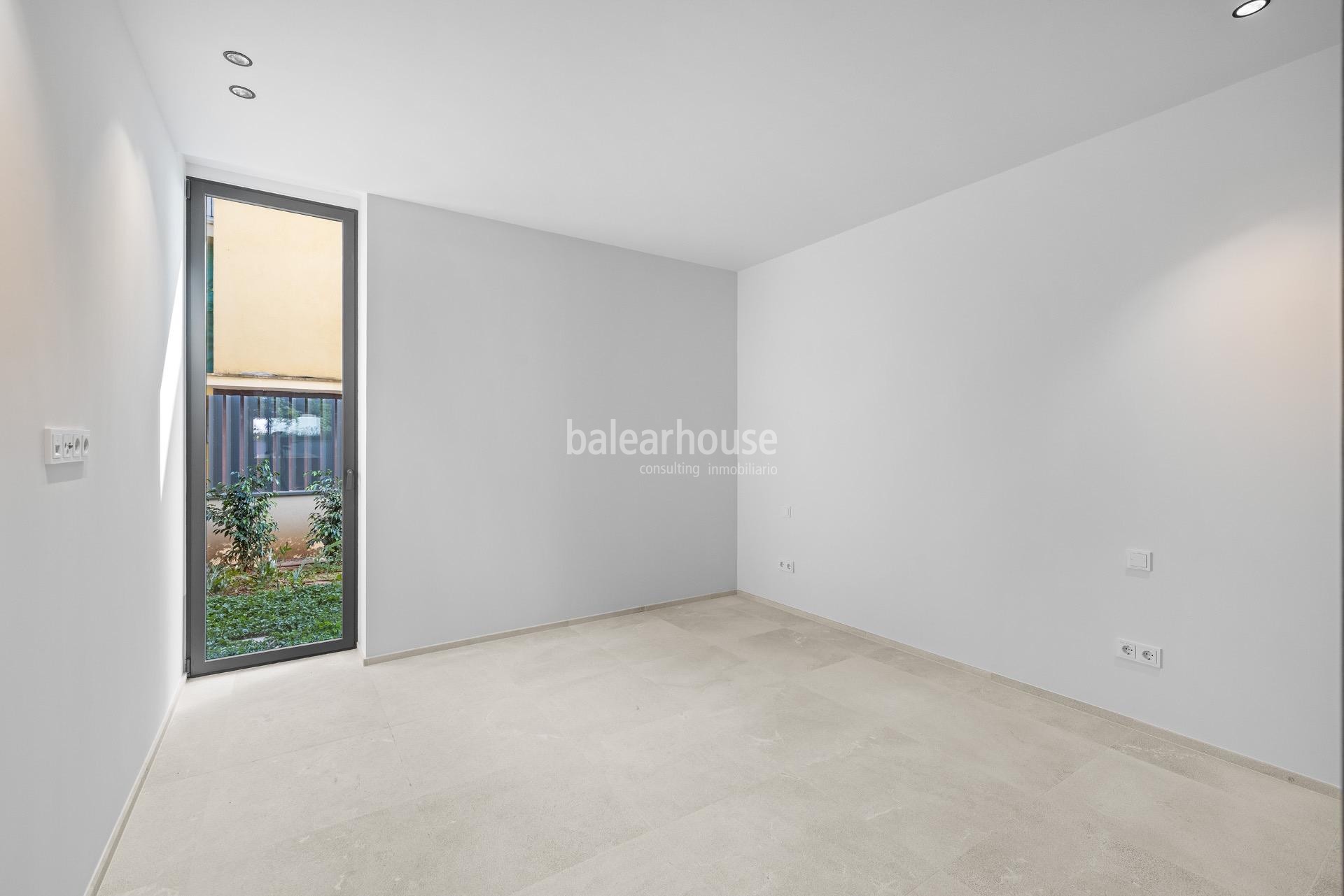 Moderne Neubau-Erdgeschosswohnung mit Garten und Meerblick in Cala Major