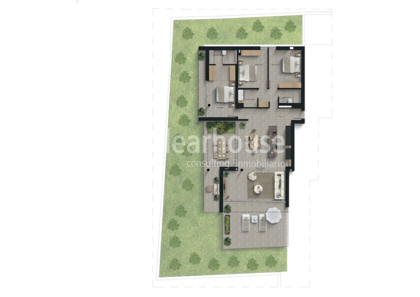 Moderne Neubau-Erdgeschosswohnung mit Garten und Meerblick in Cala Major