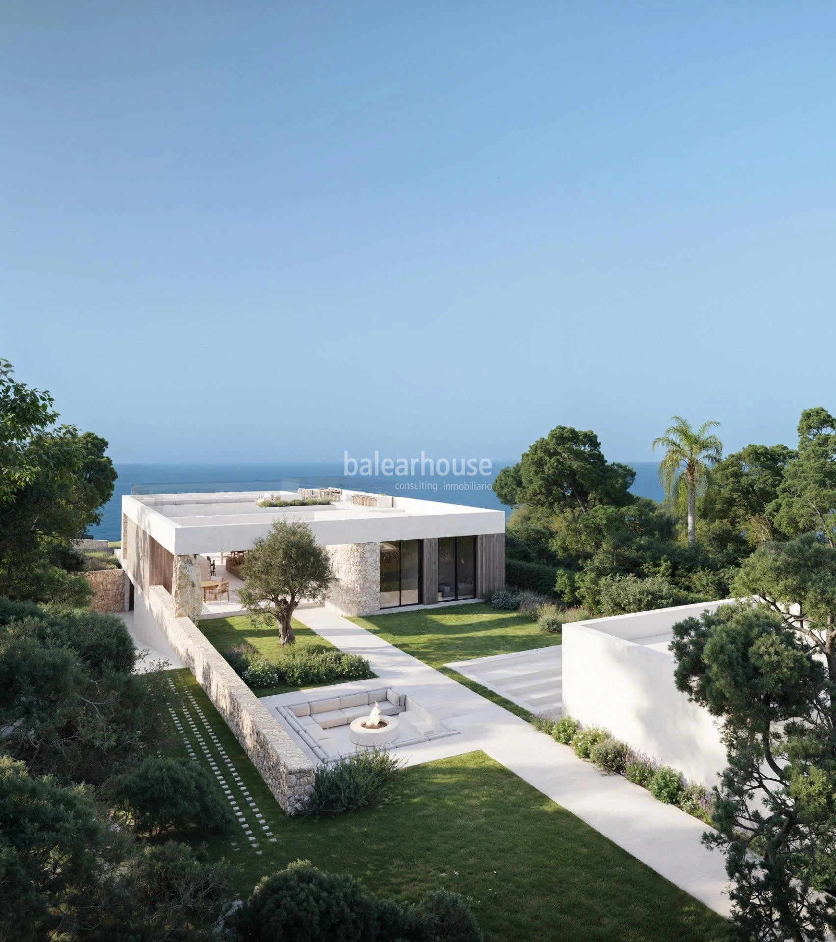 Außergewöhnlicher Meerblick von dieser neu erbauten Villa in erster Meereslinie, nur wenige Minuten von Palma entfernt.