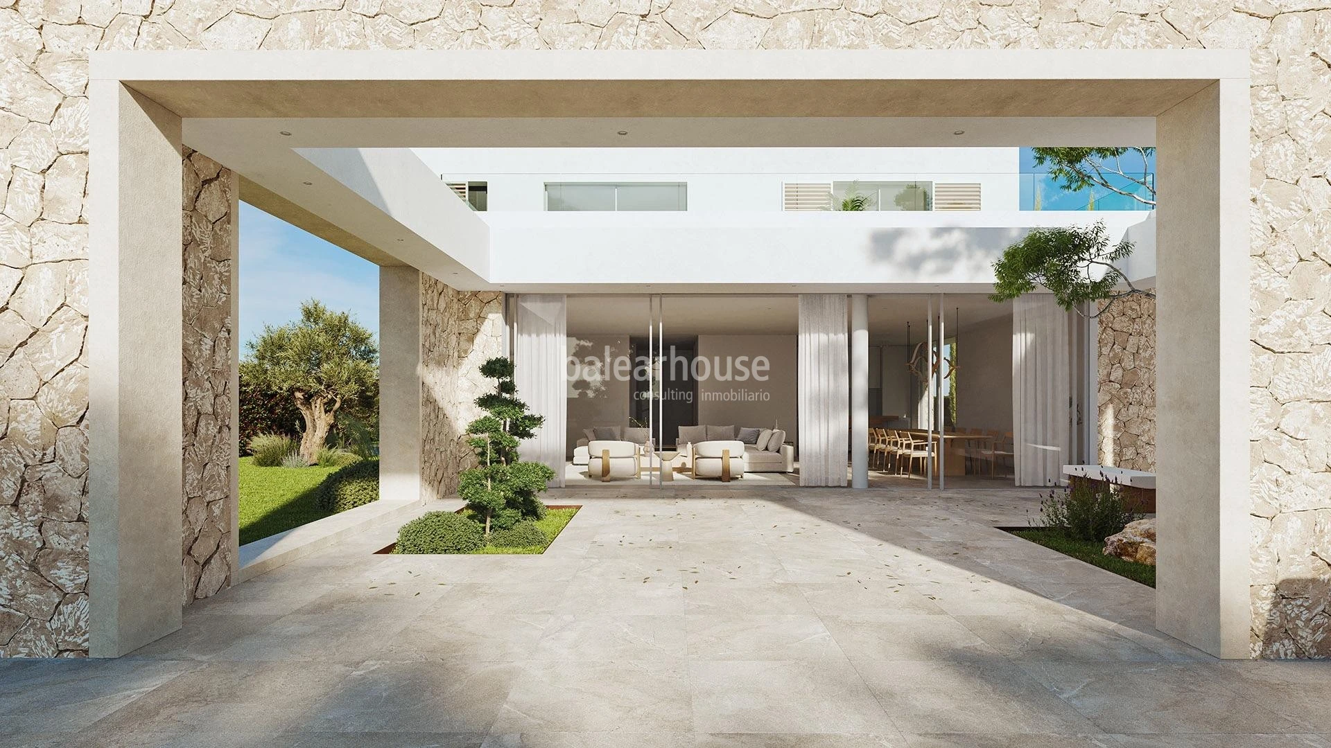 Gran villa de diseño contemporáneo junto a la playa con piscina, jardín y vistas al mar en Sol de Mallorca