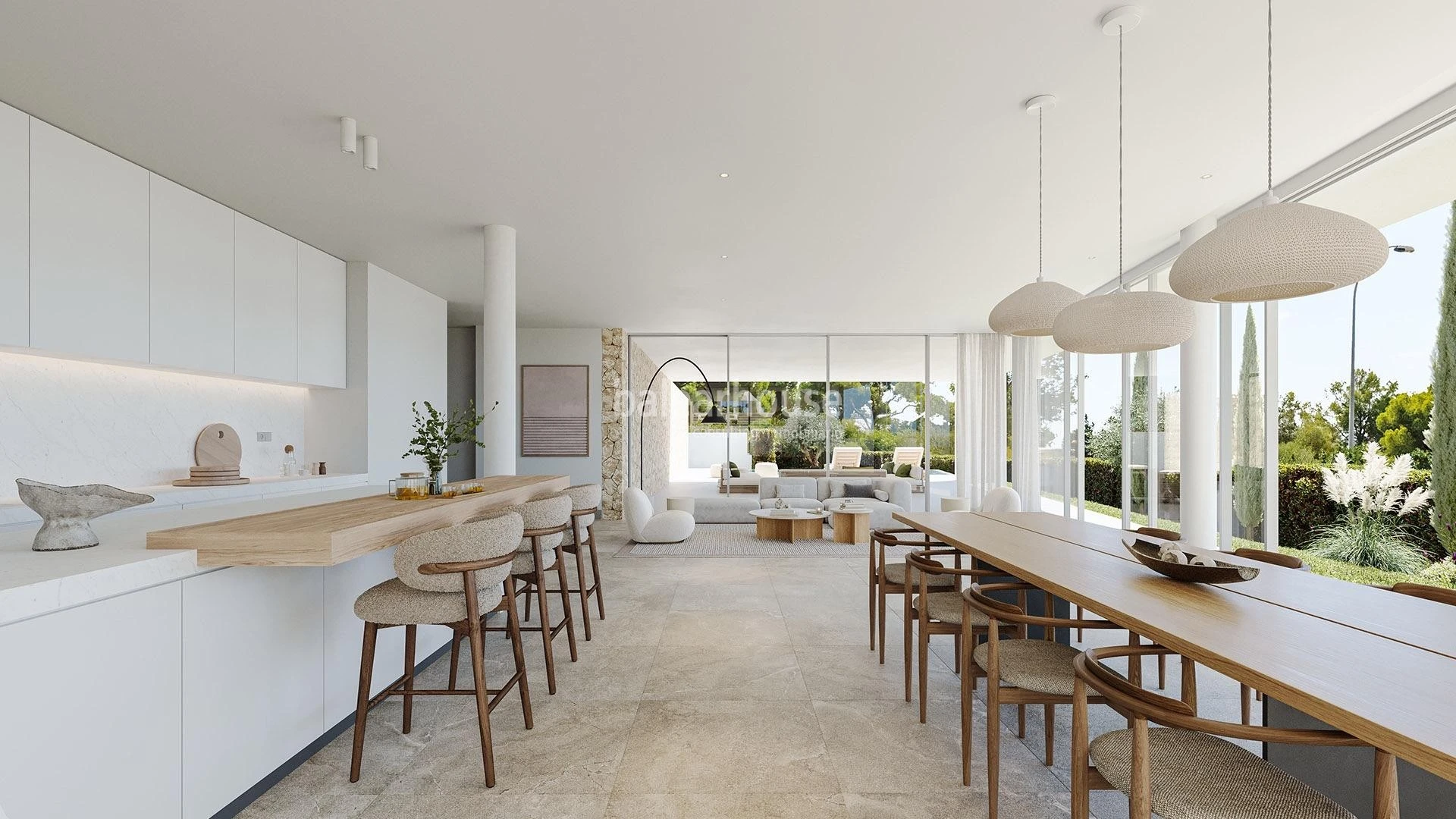 Nueva villa de diseño y altas calidades con jardín y piscina a pocos pasos del mar en Sol de Mallorca