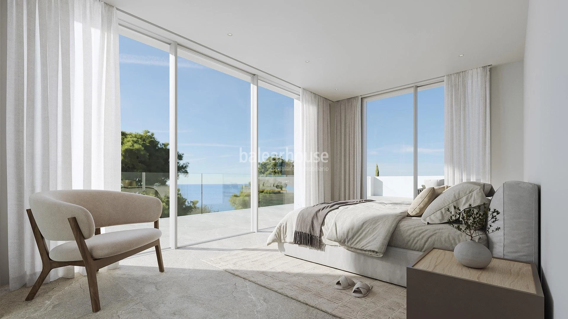 Nueva villa de diseño y altas calidades con jardín y piscina a pocos pasos del mar en Sol de Mallorca