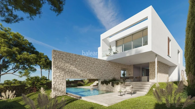 Gran villa contemporánea de obra nueva con vistas al mar y a pocos pasos de la playa en Sol de Mallorca