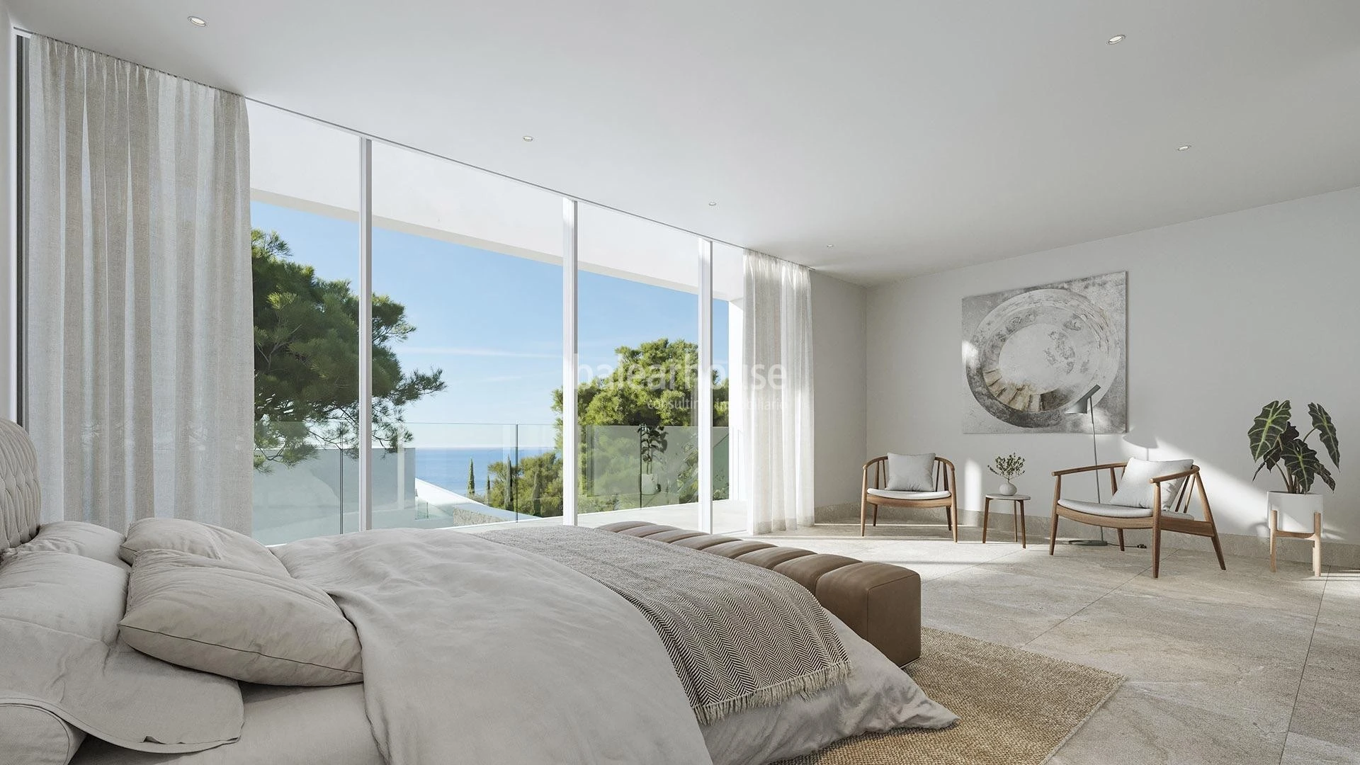 Gran villa contemporánea de obra nueva con vistas al mar y a pocos pasos de la playa en Sol de Mallorca
